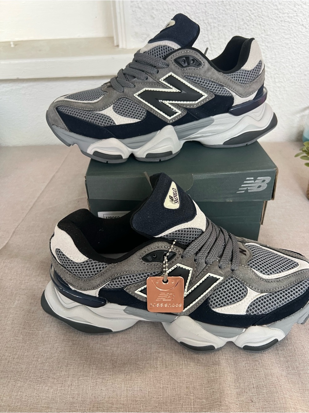 New Balance 9060 unisex Navy, Gray & White Chunky Sneaker